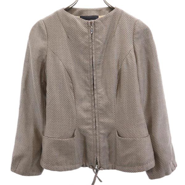 GIORGIO ARMANI ジョルジオアルマーニ イタリア製 ノーカラー ジャケット 36 ブラウン系 レディース