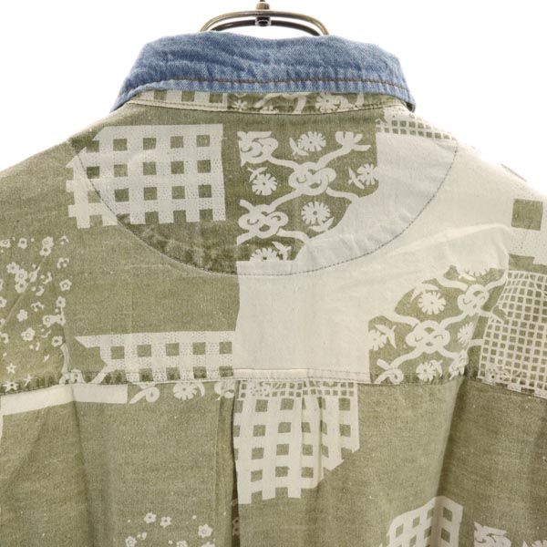 NEXTGENERATION bis 90s オールド 総柄 長袖 シャツ カーキ系 メンズ