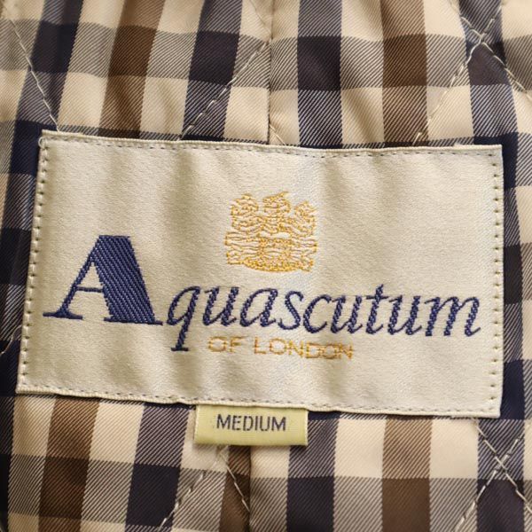 Aquascutum アクアスキュータム 日本製 2WAY ステンカラーコート M ベージュ系 中綿ライナー付き メンズ