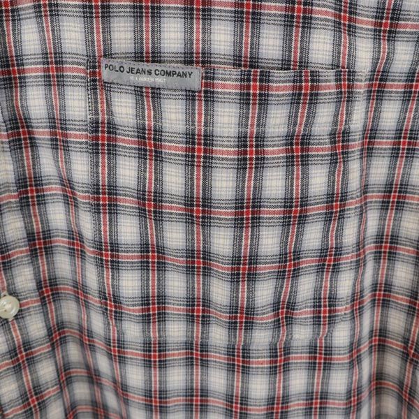 RALPH LAUREN JEANS ラルフローレンジーンズ チェック 長袖 ボタンダウンシャツ M グレー系 メンズ