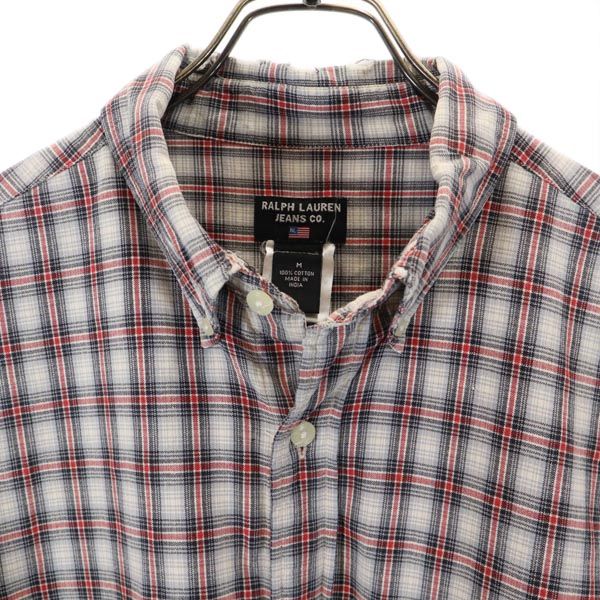 RALPH LAUREN JEANS ラルフローレンジーンズ チェック 長袖 ボタンダウンシャツ M グレー系 メンズ