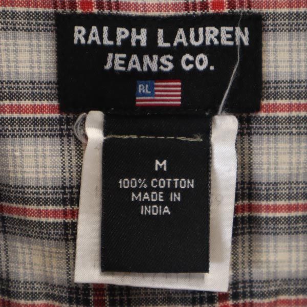 RALPH LAUREN JEANS ラルフローレンジーンズ チェック 長袖 ボタンダウンシャツ M グレー系 メンズ