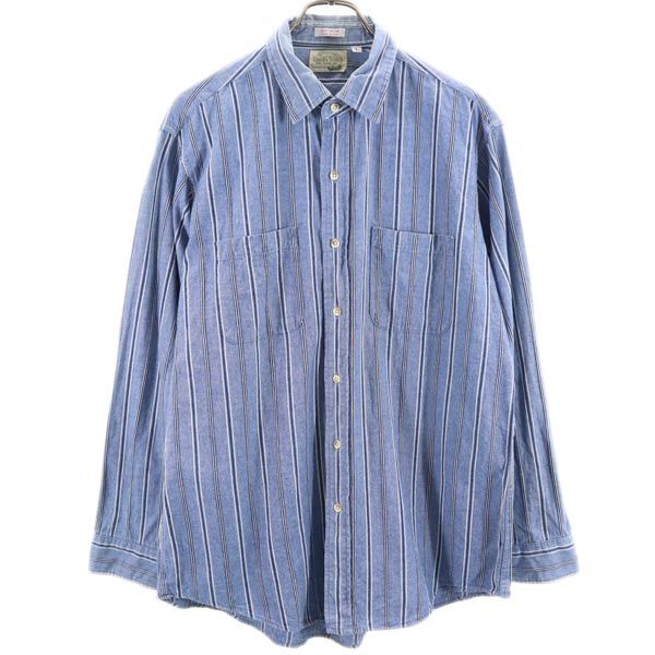 Dauid's Stitch ダビッドスティッチ 80s 90s USA製 オールド ストライプ 長袖 シャツ L ブルー系 メンズ