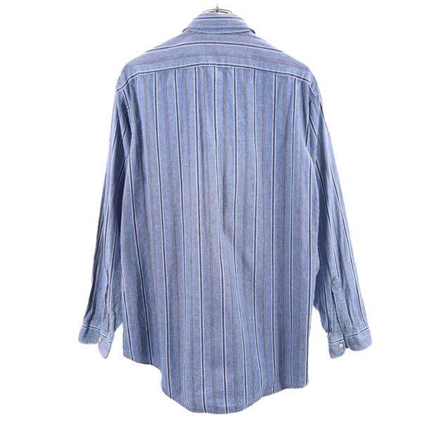 Dauid's Stitch ダビッドスティッチ 80s 90s USA製 オールド ストライプ 長袖 シャツ L ブルー系 メンズ