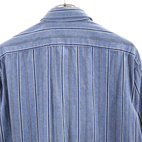 Dauid's Stitch ダビッドスティッチ 80s 90s USA製 オールド ストライプ 長袖 シャツ L ブルー系 メンズ