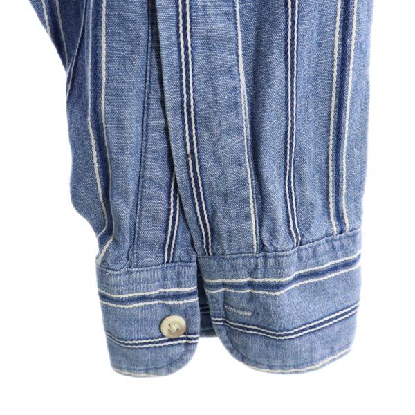 Dauid's Stitch ダビッドスティッチ 80s 90s USA製 オールド ストライプ 長袖 シャツ L ブルー系 メンズ