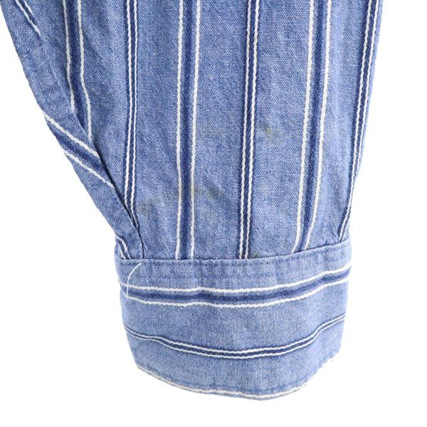 Dauid's Stitch ダビッドスティッチ 80s 90s USA製 オールド ストライプ 長袖 シャツ L ブルー系 メンズ