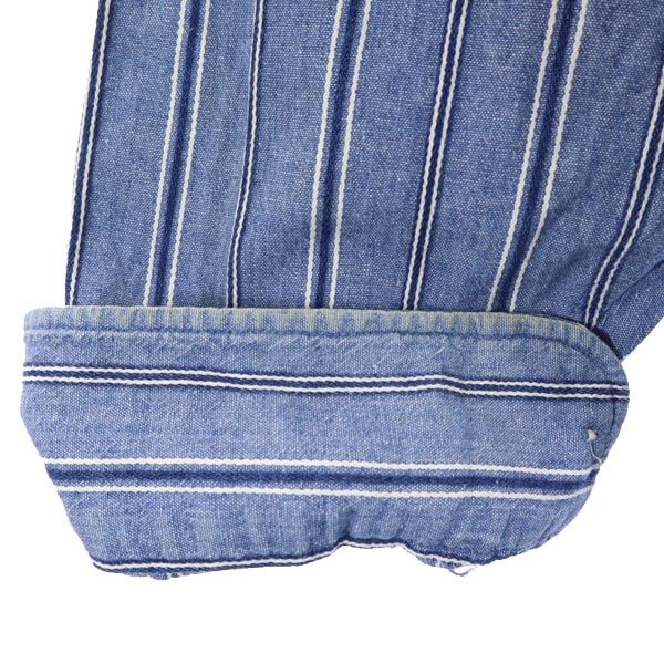 Dauid's Stitch ダビッドスティッチ 80s 90s USA製 オールド ストライプ 長袖 シャツ L ブルー系 メンズ