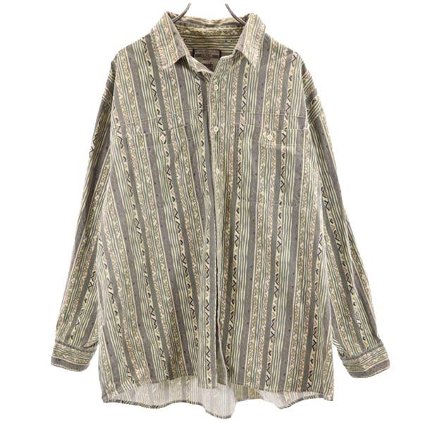 Wrangler ラングラー 90s オールド 総柄 長袖 シャツ ベージュ系 メンズ