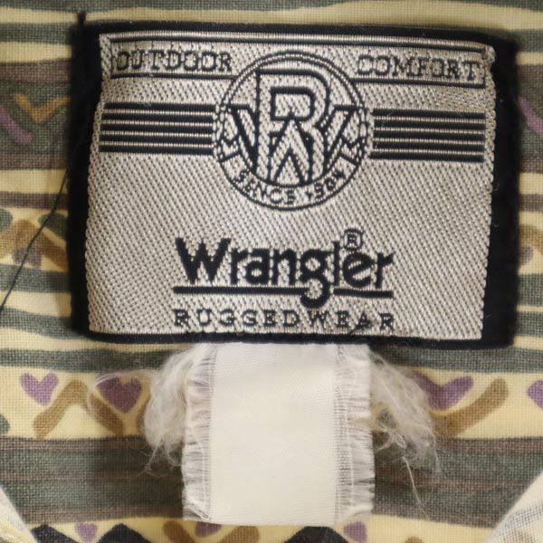 Wrangler ラングラー 90s オールド 総柄 長袖 シャツ ベージュ系 メンズ