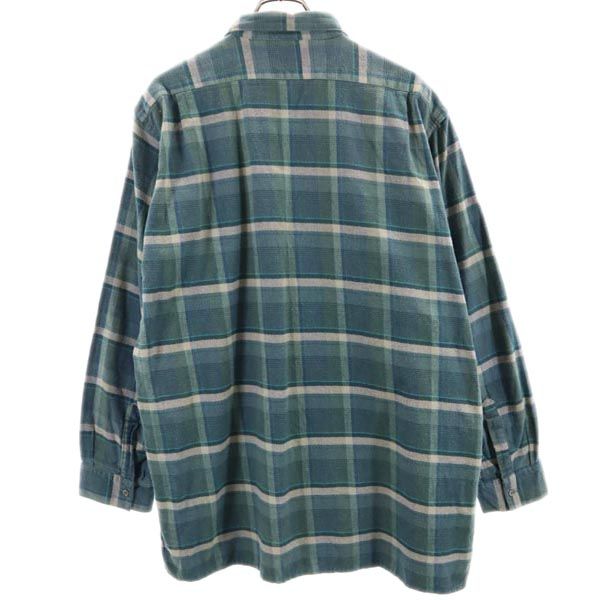 VINTAGE ヴィンテージ 70s ユーロワーク グランパ チェック 長袖 ハーフボタン ネルシャツ 4 グリーン系 メンズ