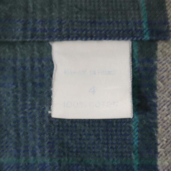 VINTAGE ヴィンテージ 70s ユーロワーク グランパ チェック 長袖 ハーフボタン ネルシャツ 4 グリーン系 メンズ