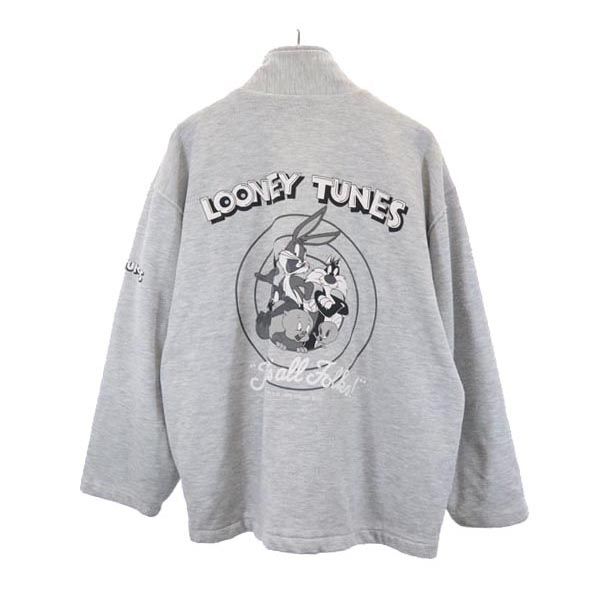 LOONEY TUNES ルーニーテューンズ バックプリント フルジップ ジャケット L グレー スウェット メンズ