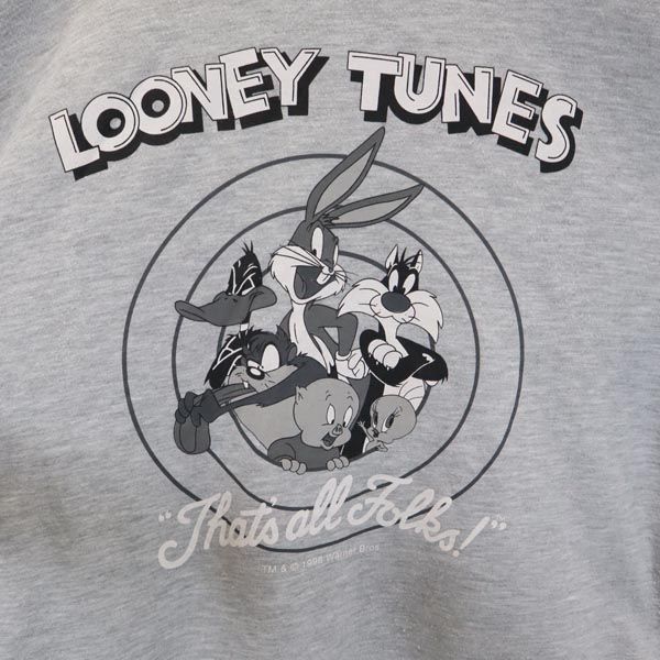 LOONEY TUNES ルーニーテューンズ バックプリント フルジップ ジャケット L グレー スウェット メンズ