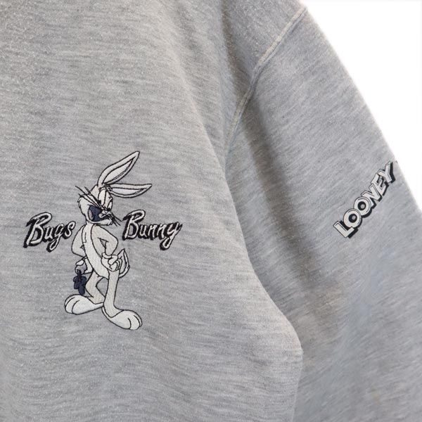 LOONEY TUNES ルーニーテューンズ バックプリント フルジップ ジャケット L グレー スウェット メンズ
