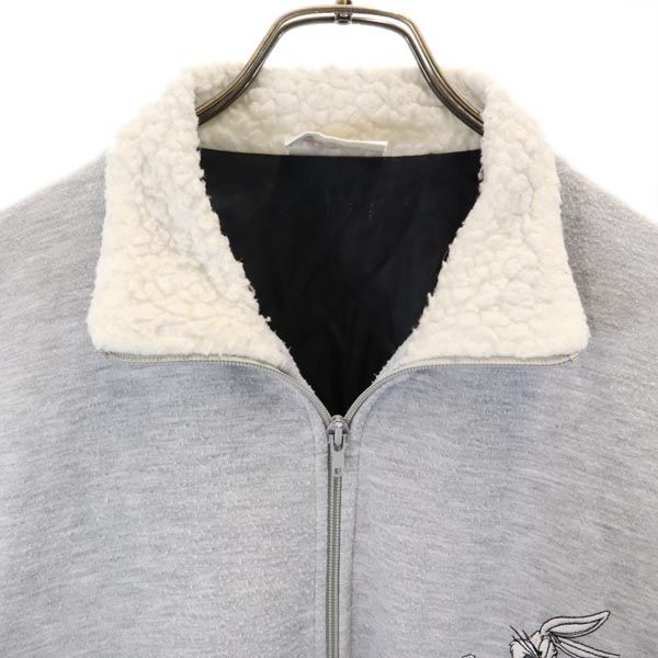LOONEY TUNES ルーニーテューンズ バックプリント フルジップ ジャケット L グレー スウェット メンズ