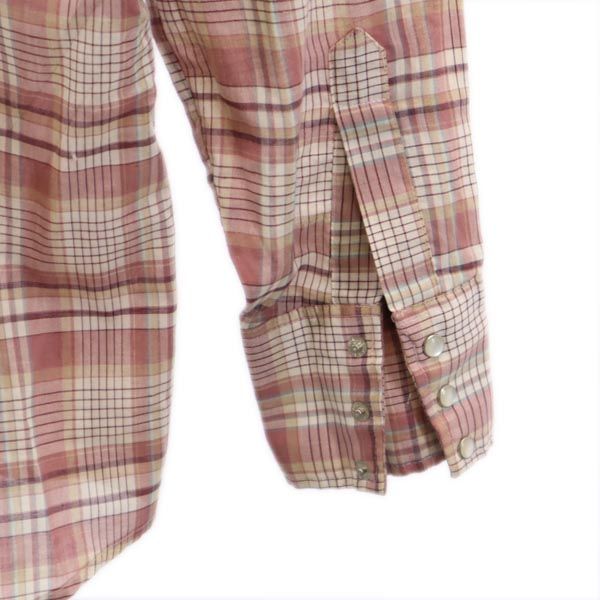 Youngbloods Authentic Western 80s ヴィンテージ チェック 長袖 ウエスタンシャツ S ピンク系 メンズ