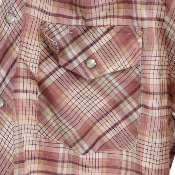 Youngbloods Authentic Western 80s ヴィンテージ チェック 長袖 ウエスタンシャツ S ピンク系 メンズ