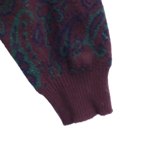 JOHN ASHFORD ジョンアッシュフォード 90s ウールブレンド イタリア製 総柄 長袖 セーター M ボルドー ニット メンズ