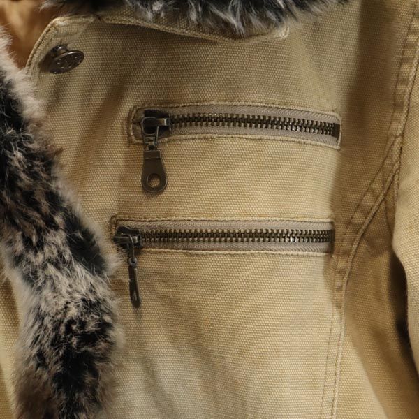 クリスチャンディオール デニムジャケット M ベージュ系 Christian Dior Gジャン ファー襟 レディース