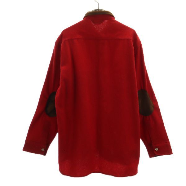 WOOLRICH ウールリッチ 80s USA製 ウール 長袖 シャツ 赤 エルボーパッチ メンズ