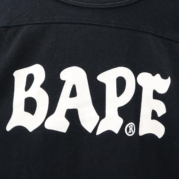 ベイプ 日本製 プリント 7分袖 Tシャツ M ブラック系 BAPE メンズ