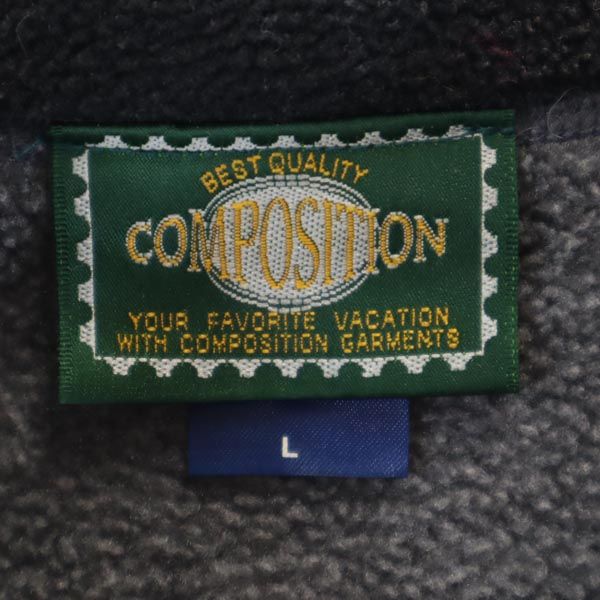 COMPOSIION USA製 ハーフジップ フリースジャケット L グレー プルオーバー メンズ