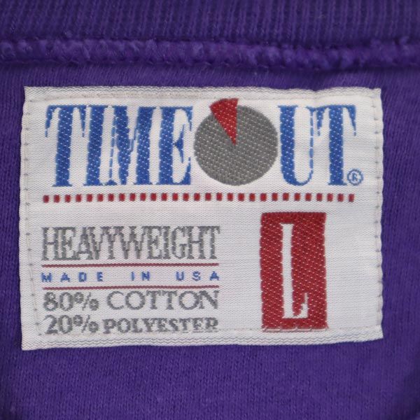 タイムアウト 90s オールド USA製 エルダーパンサーズ 長袖 スウェット L パープル TIME OUT ELDER PANTHERS ヘビーウェイト裏起毛 メンズ