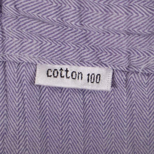 ヘリンボーン 長袖 ノーカラーシャツ パープル メンズ