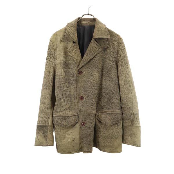 Fer-blanc ラム革 レザージャケット M ベージュ系×ブラック系 本皮 メンズ