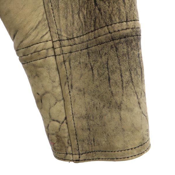 Fer-blanc ラム革 レザージャケット M ベージュ系×ブラック系 本皮 メンズ