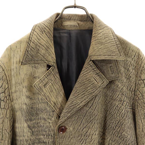 Fer-blanc ラム革 レザージャケット M ベージュ系×ブラック系 本皮 メンズ