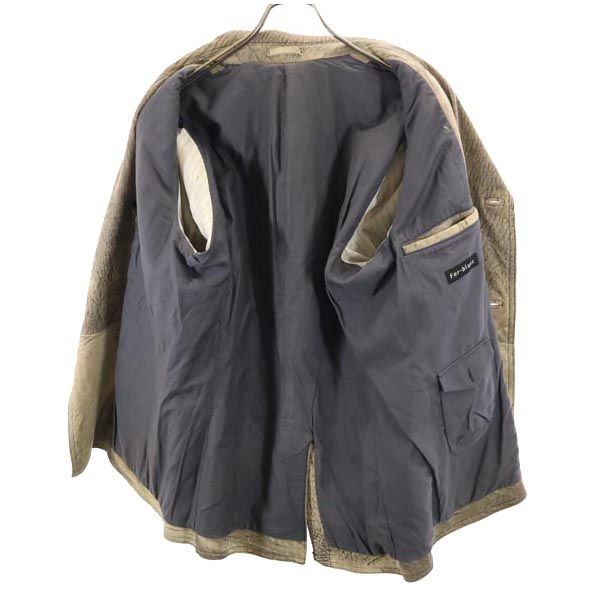 Fer-blanc ラム革 レザージャケット M ベージュ系×ブラック系 本皮 メンズ