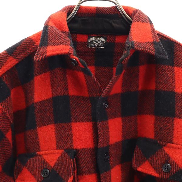 WINTER KING ウィンターキング 50s ヴィンテージ 三角マチ ウール チェック柄 長袖 シャツ レッド×黒 メンズ
