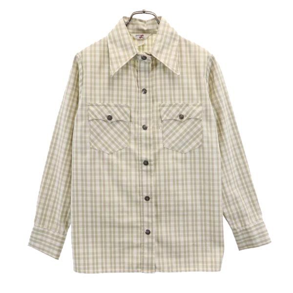 Levi's リーバイス 70s BIG E ヴィンテージ チェック柄 長袖 シャツ 13/14 ベージュ系 レディース