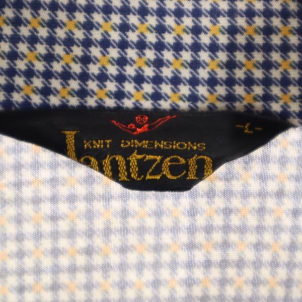 Jantzen ジャンセン 70s ヴィンテージ 総柄 長袖 シャツ L ネイビー系 メンズ