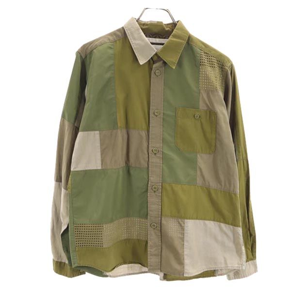 WHITE MOUNTAINEERING ホワイトマウンテニアリング 日本製 長袖 パッチワーク シャツ 1 カーキ系 メンズ