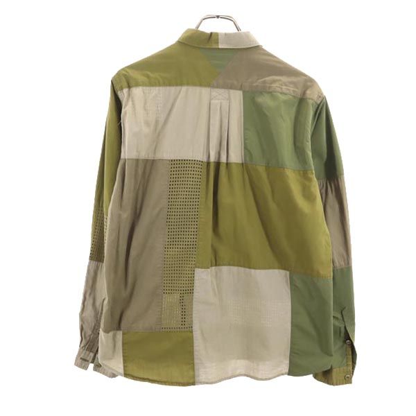 WHITE MOUNTAINEERING ホワイトマウンテニアリング 日本製 長袖 パッチワーク シャツ 1 カーキ系 メンズ