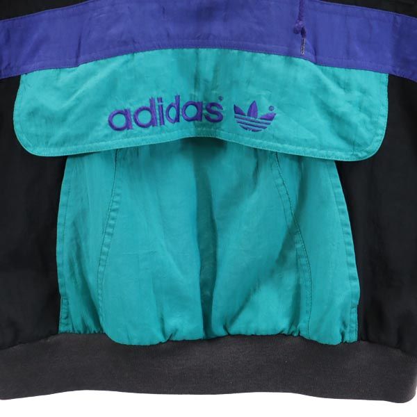 アディダス 80s ヴィンテージ トレフォイルロゴ 長袖 アノラックパーカー ブラック 他 adidas プルオーバー ジャケット メンズ