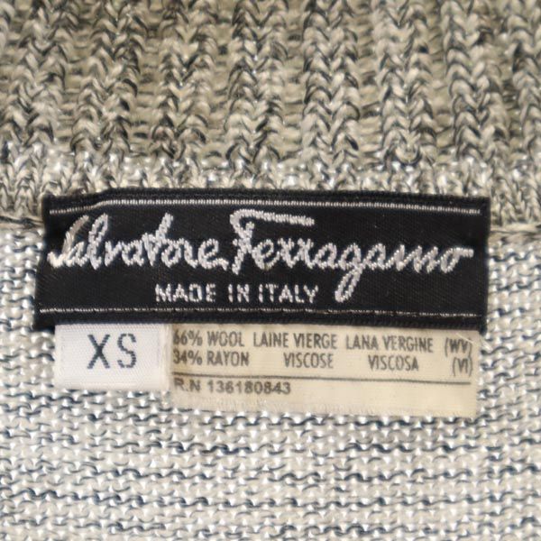 Salvatore Ferragamo サルヴァトーレフェラガモ ウールブレンド 長袖 ニットジャケット XS グレー ブルゾン カーディガン レディース