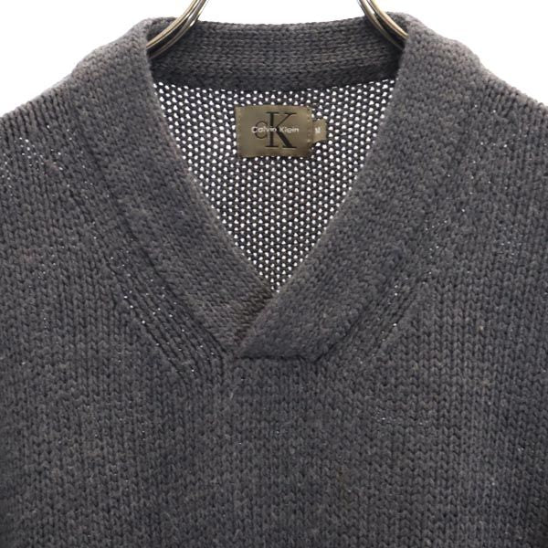 Calvin klein カルバンクライン ウールブレンド 長袖 Vネック ニット M グレー セーター メンズ