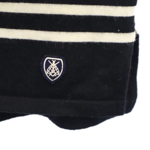 ORCIVAL オーシバル ウール ボーダー柄 長袖 ニット 3 ブラック×ホワイト セーター メンズ