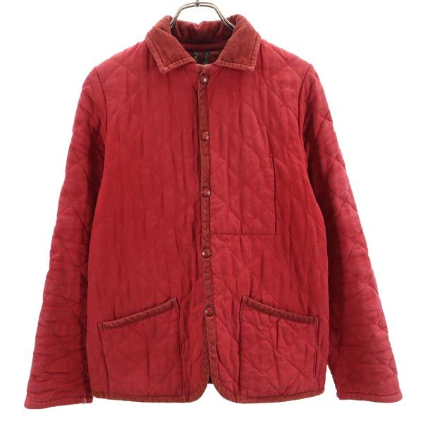 LAVENHAM ラベンハム リネンブレンド キルティングジャケット 36 レッド レディース