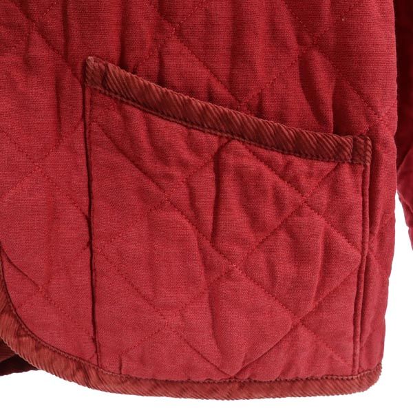 LAVENHAM ラベンハム リネンブレンド キルティングジャケット 36 レッド レディース