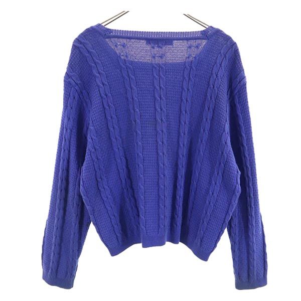 Christian Dior SPORTS クリスチャンディオール スポーツ 長袖 スクエアネック ケーブル ニット L 青系 セーター レディース