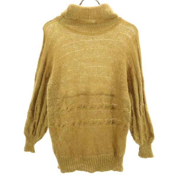 DAKS ダックス モヘヤブレンド 長袖 タートルネック ニット M マスタード セーター レディース
