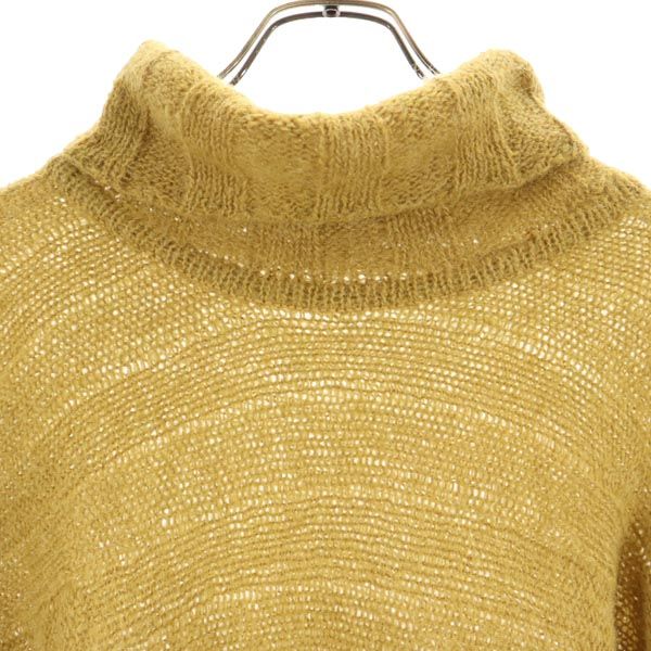 DAKS ダックス モヘヤブレンド 長袖 タートルネック ニット M マスタード セーター レディース