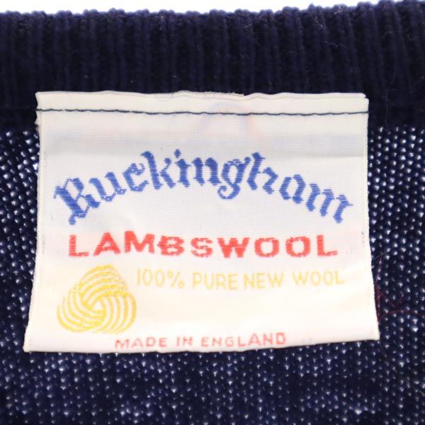 BUCKINGHAM バッキンガム 英国製 ウール 長袖 ニット 42 ネイビー系 セーター メンズ