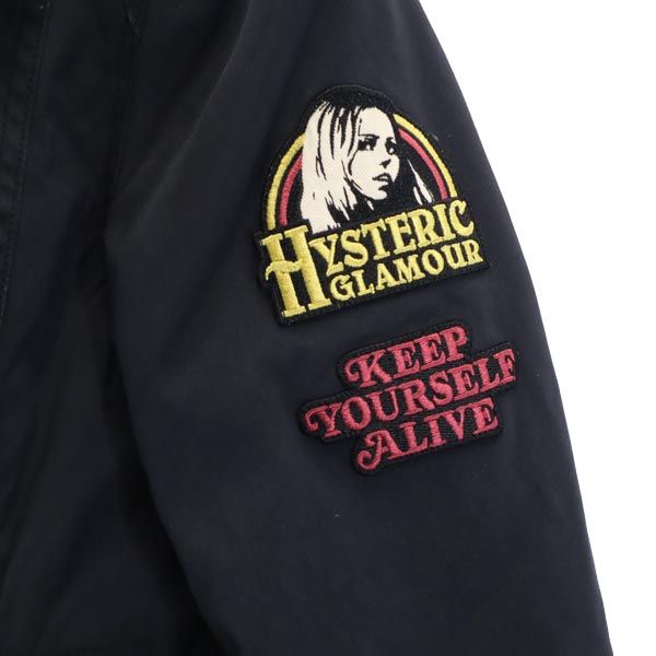 HYSTERIC ヒステリック 日本製 ジップジャケット F 黒 ミリタリージャケット 裏キルティング レディース