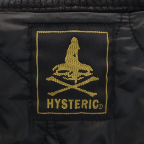 HYSTERIC ヒステリック 日本製 ジップジャケット F 黒 ミリタリージャケット 裏キルティング レディース